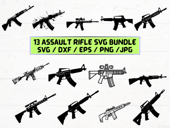 Assault Rifle SVG. DXF. EPS. JPG. PNG: A Versatile Digital Asset for Creative and Professional Use