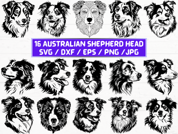 Australian Shepherd Head Laser Cut Files