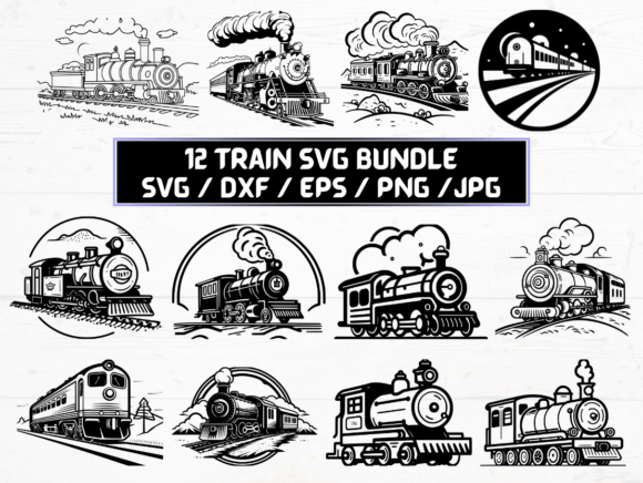 Train SVG DXF EPS JPG PNG Files for Creative Projects